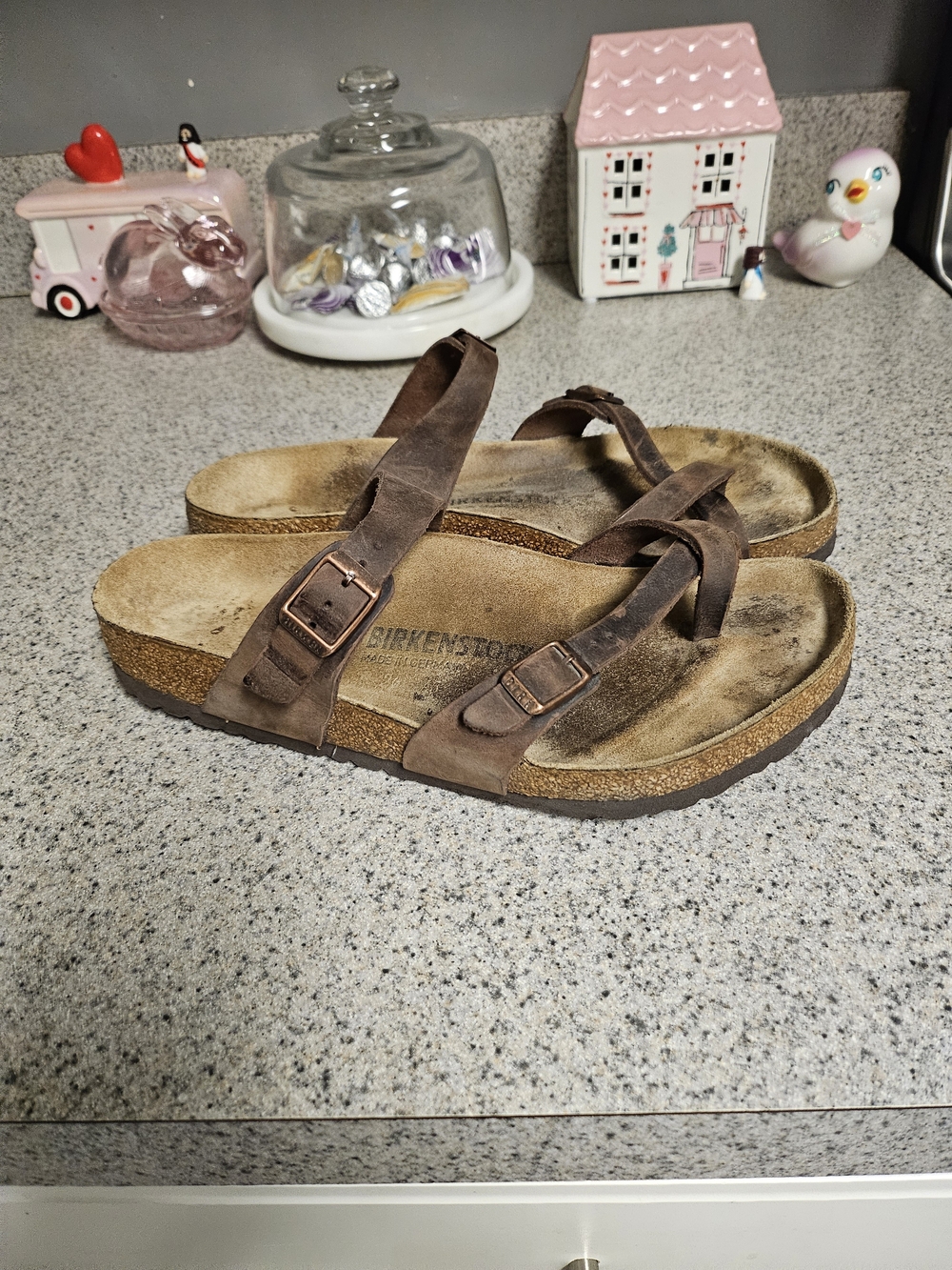 Birkenstock Kids Brown Suede Slide Sandals